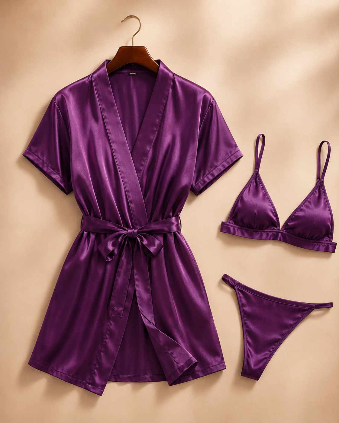 3PC Lingerie Robe Set
