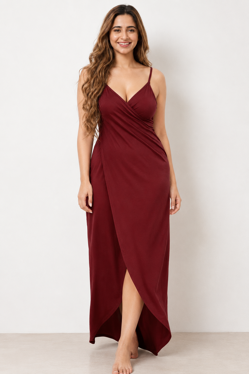 Wrap Satin Crepe | Elegant Women’s Sleep Dress | Nightgown